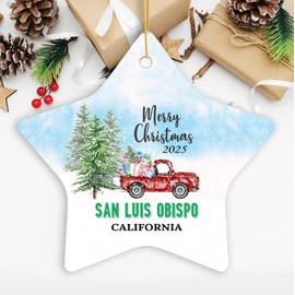 Christmas Ornament San Luis Obispo CA Ornaments Gifts Ideas San Luis Obispo California New Home Town 2025 Keepsake Housewarming for Family Friend Star 3''
