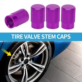 A ABSOPRO Tire Valve Stem Caps 11x16.5MM Car Wheel Valve Cap Aluminum Alloy Purple for Car Bike Motorcycle Truck Anti Crash Tyre Valve Stem Cover Valve Dust Cap Tire Valve Cap 4 Pcs