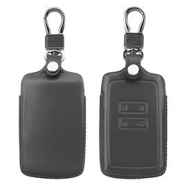 kwmobile Autoschlüssel Hülle kompatibel mit Renault 4-Tasten Smartkey Autoschlüssel (nur Keyless Go) - Leder Schutzhülle Schlüsselhülle Dunkelgrau