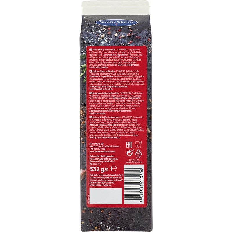 Santa Maria Fajita Seasoning Spice Mix, 532g, 95 Portions