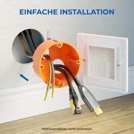 deleyCON 4x Multimedia Wall Socket Connection Box Cable Enclosure Cable Panel Cover Flush-Mounted Socket Wall Plate with Brush Bristles for Multimedia Cables