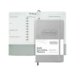 One Day - Daily Execution Planner - Goal Getter Gray - Undated 90 Day Journal With Positive Quotes - Executive A5 Project Management Notebook - Daily Organizer for Women With Faux Leather Cover
