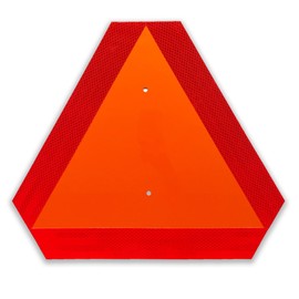 Slow Moving Vehicle Triangle Sign, Plastic Farm Triangle Safety Sign, SMV Sign, 14"x16" Engineering Grade Reflective Golf Cart Accessories