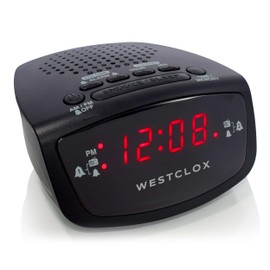 Westclox 80209 Red LED Display Dual Alarm Clock Radio with Easy Set Radio Tuning, black, 4.8 x 4 x 2 inches