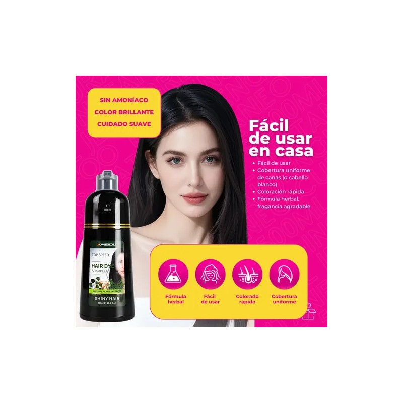 Shampoo Tinte Instantáneo Cubre Canas Natural Jengibre 500ml