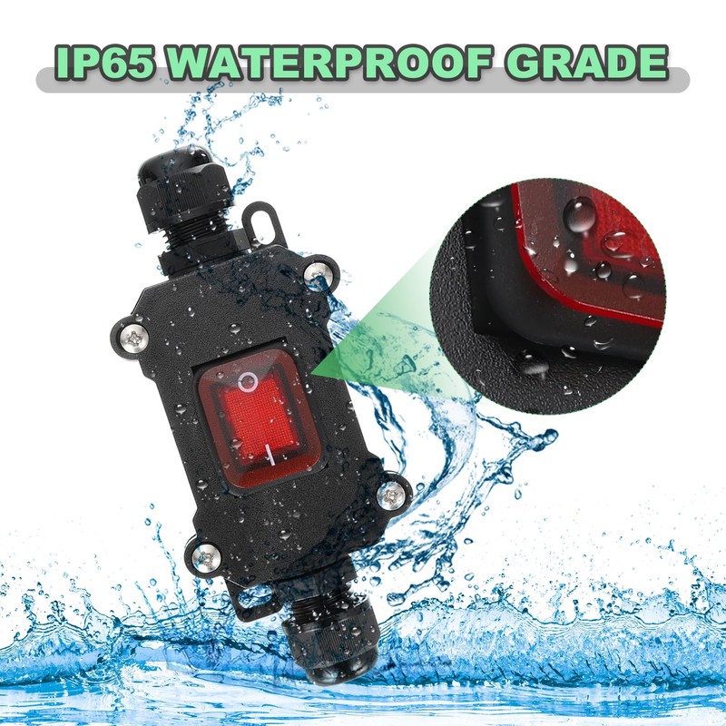 sourcing map Toggle Switch Rocker Button Inline Cord Switch DPST