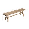 Wnutrees 55" Farmhouse Wood Bench, Rustic Solid Wood Dining Room