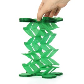 Red-Green White Party-Decorations Christmas Streamers-Garland - 12pcs New Years, Winter Decor 4-Leaf Clover Paper Streamer,Birthday Baby Shower Engagement Wedding Bachelorette Banners Decor Panduola