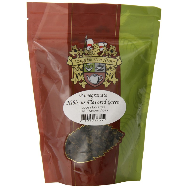 English Tea Store Loose Leaf, Pomegranate Hibiscus Flavored Green Tea