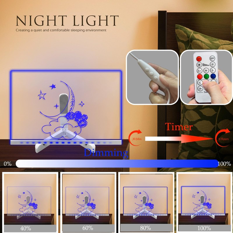 Laysinly Acrylic Dry Erase Board with Light up Stand, 11.81"