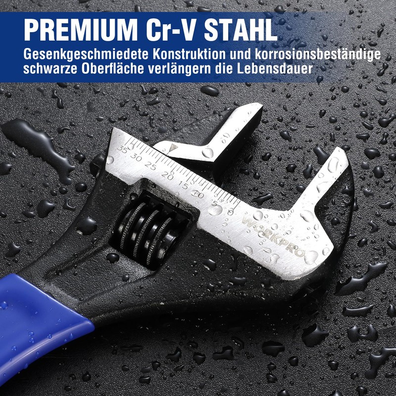 WORKPRO Wrench 250 mm Adjustable Wrench, Adjustable Metric Spanner Made