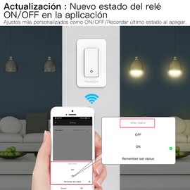 MoesGo WiFi Smart Single Fire Wall Light Switch,No Neutral Wire Need, Single Pole, Smart Life/Tuya Remote Control, Compatible with Alexa and Google Home Assistant 110V Minimum 7w White （2 Pack）