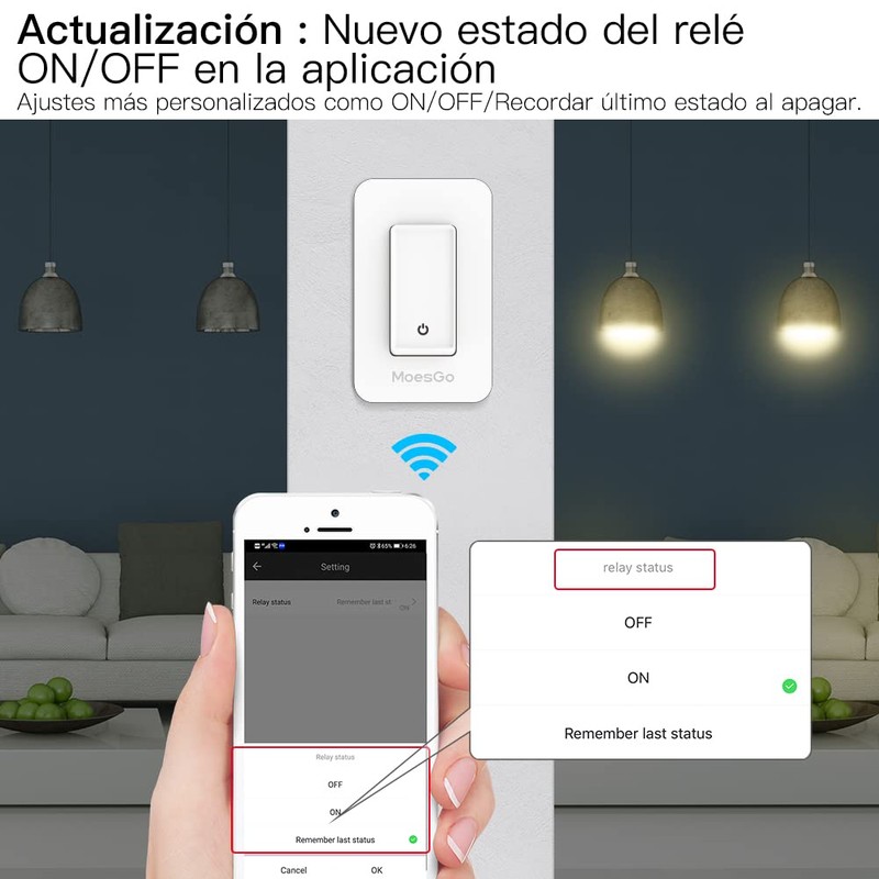 MoesGo WiFi Smart Single Fire Wall Light Switch,No Neutral Wire