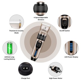 Gooad Cat Clippers for Matted Hair, Cat Grooming Kit, Cordless Cat Shaver for Long Hair, Low Noise Paw Trimmer, Cat Hair Trimmer for Grooming,Quiet Pet Hair Clippers Tools for Cats Dogs (Gold)