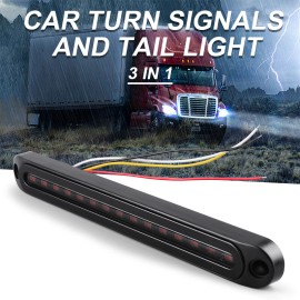 2X LED RV Trailer Truck Stop Flowing Turn Signal Brake Rear Tail Light Bar DRL