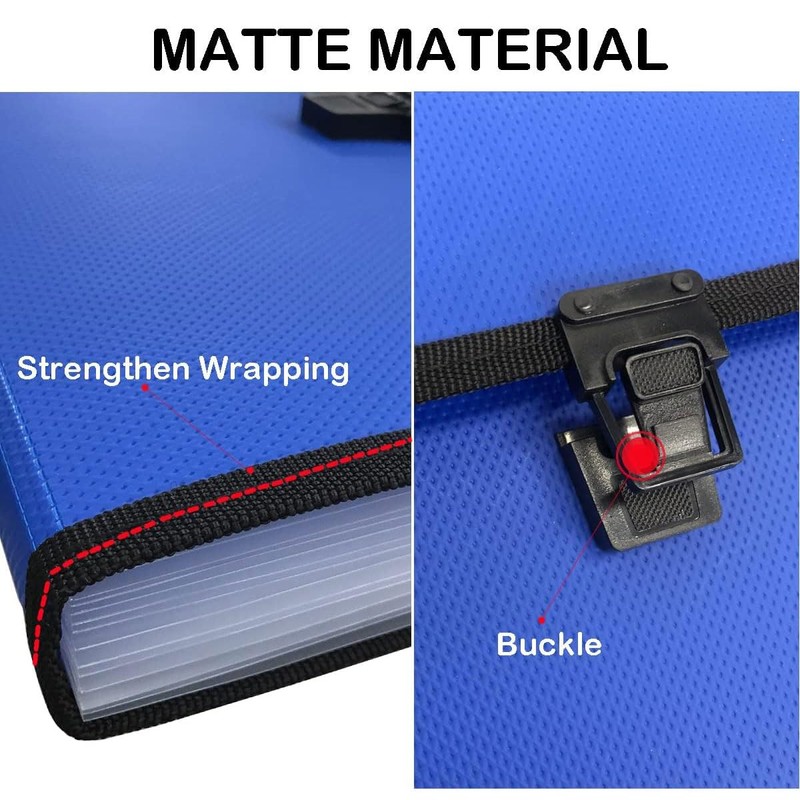 AIMALL 13-Pocket Portable Expanding Document Organiser Folder with Buckle, A4