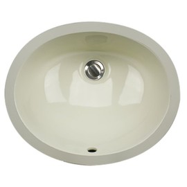 Nantucket Sinks UM-15x12-B 15-Inch by 12-Inch Oval Ceramic Undermount Vanity Sink, Bisque