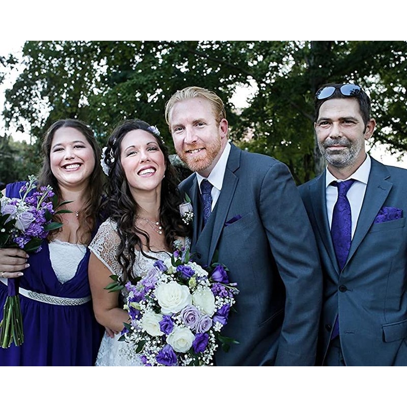 Alizeal Men's Classic Paisley Tie with Pocket Square Set, 174-Dark