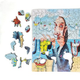 Wooden Jigsaw Puzzle for Adults - Uniquely Shaped Pieces - Made in The USA by FoxSmartBox - 305 Pieces - Dali's Clocks