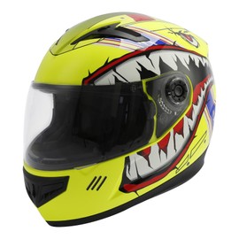 DOT Motorcycle Youth Kids Full Face Helmet Racing ATV Motocross Dirt Bike for Youth Child Kids Big Shark Mouth Pattern (Yellow, Samll)
