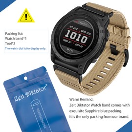 Zeit Diktator 22mm Quickfit Watch Bands compatible with Garmin Fenix 8 47mm/E 47mm/7X Pro/7/6 Pro/5 plus/Forerunner 965 955 945 935/Epix 2 Pro/Descent G1/ Approach S70 S60 S62 Nylon Watchband For Men