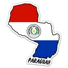 Squiddy Paraguay Map with Flag - Vinyl Sticker Decal for Phone, Laptop, Water Bottle - 3"