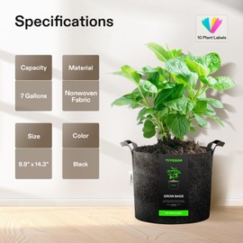 VIVOSUN 20-Pack 7 Gallon Plant Grow Bags Fabric Pots with Handles