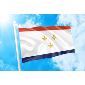 DMSE City of New Orleans Flag 3X5 Ft Foot 100% Polyester 100D Flag UV Resistant (3' X 5' Ft Foot)