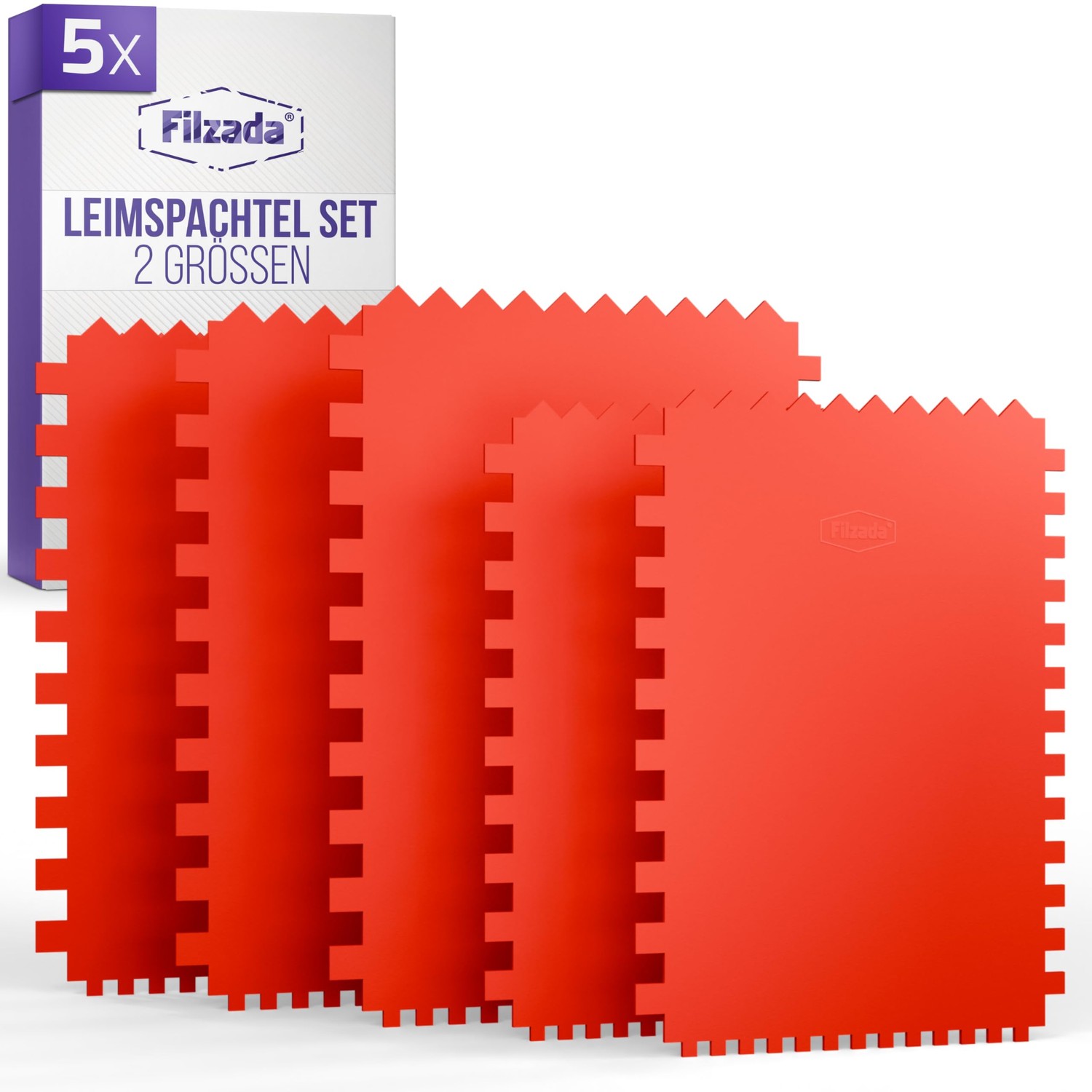 Filzada® 5 x notched spatulas, plastic XXL set, serrated glue spatula ...