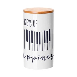 Fabulous Bamboo Ceramic Pot with Lid - The Keys of Happiness Music Music Instrument Piano - 887 ml (30 oz) - Kitchen Utensils Pot