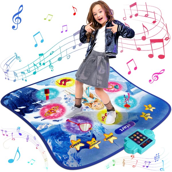 RenFox Dance Mat Made of Ice and Snow Children's Gifts, The Music Mat with 9 LED Light Patterns is Suitable as a Gift to Children from 3/4/5/6/7/8/9+ as a Beautiful Christmas and Birthday Gift