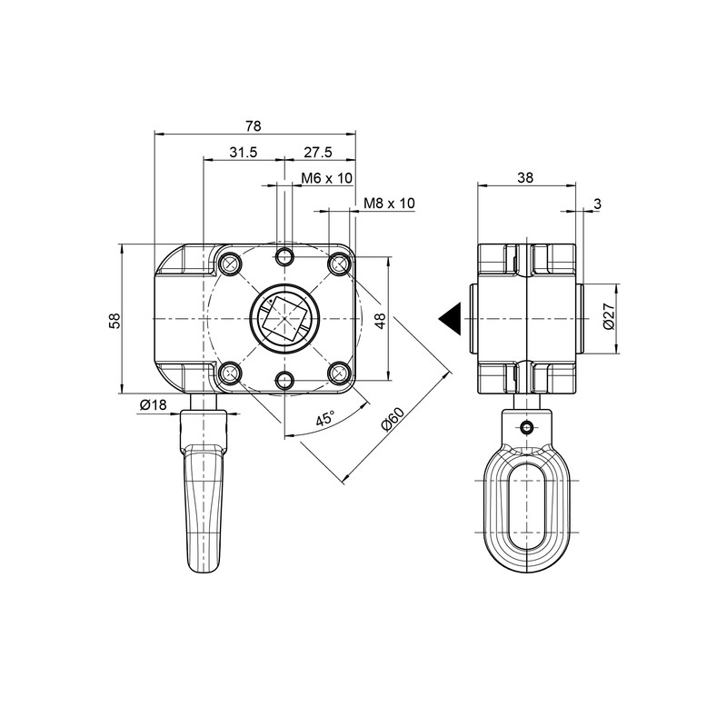DIWARO.® Worm Gear for Awnings, 7:1 Reduction, Blank, 13 mm