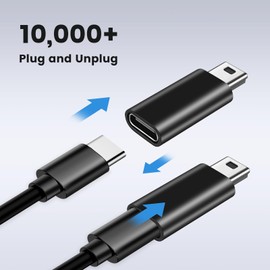 BORLTER CLAMP USB C to Mini USB Adapter 2-Pack Type-C Female to Mini USB Male Adapter for MP3 Players, Digital Cameras, GPS, Portable Hard Drives, Digital Box Machine and More