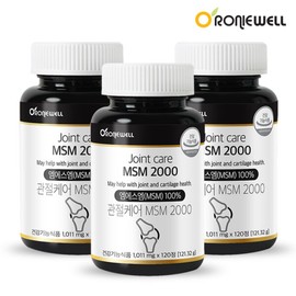 Loniewell (현대Hmall)로니웰관절케어 엠에스엠 MSM 2000 120정 x 3개 (6개월분) (RonnieWell) Joint Care MSM 2000 120 Tablets x 3 (6 Months Supply)
