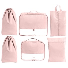 FAVORTALK Packing Cubes for Suitcase 6 Pcs Travel Luggage Packing Organizers Waterproof Travel Essentials travel Suitcase Organiser Bags Packing Cubes for Backpack Travel Accessories, Pink B21908