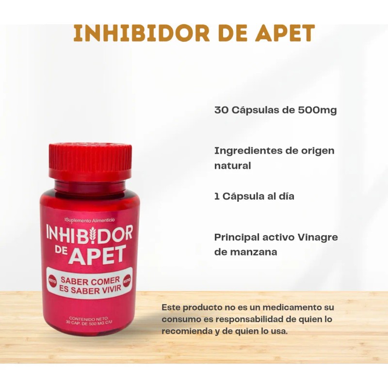 Keto Inhibidor Apetito 30caps 500mg Calidad Vinagre Manzana
