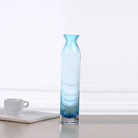 Blue Glass Flower Vase for Bouquets and Flowers(2.17×9.85 Inch,1 Piece)