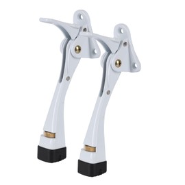 Kickdown Door Stopper 5 Inches - 2 Packs One Touch Adjustable Height Door Stop for The Bottom of Door Aluminum Alloy Metal Door Stopper with Rubber Tip & Wall Protectors for Wide Doors White