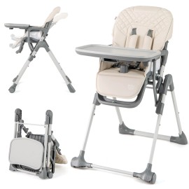Baby joy Foldable High Chair for Babies and Toddlers w/ Footrest Detachable Tray