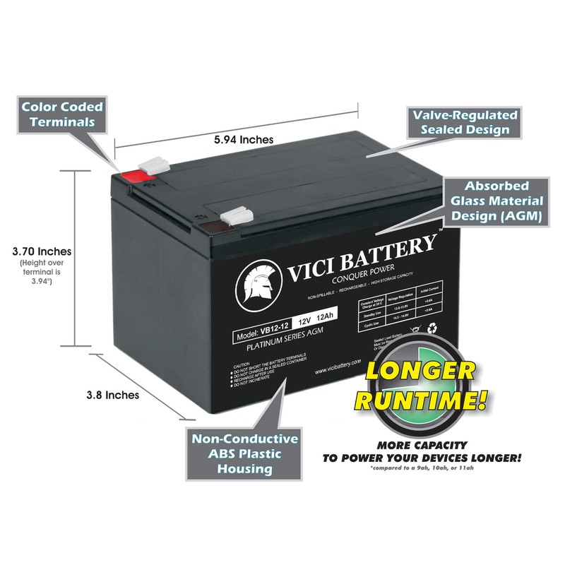 VICI Battery 12V 12AH F2 Battery for Wilson Tennis Ball