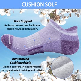 ATBITER 6 Pairs Women's Ankle Running Socks Cushioned Low Cut Tab Athletic Socks