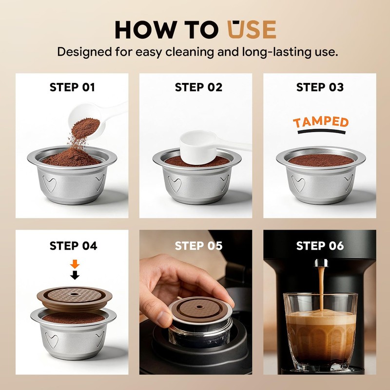 Stainless Steel Reusable Coffee Pods 2.7oz/80ml Refillable Coffee Capsules Compatible