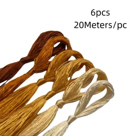 6PCS Gradient Dark Yellow Threads 20M Silk Embroidery Threads for Sewing/Knitting/Cross Stitch