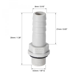 sourcing map Pack of 20 PVC Hose Connectors 8 mm or 5/16 Inch with Barbed x 1/8 Inch G Plug Pipe Hose Nozzle Water Connection Extension