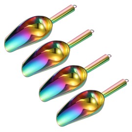sourcing map 4pcs Metal Ice Scoop, 9.8 Inch Stainless Steel Ice Scooper for Kitchen Party Bar Wedding Use, Rainbow