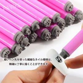 PAVIKE Nail Stamp Pen (Pack of 15) Nail Art Stamp Pen Nail Art Pen Set Nail Art Stamping Plate Nail Art Tool Nail Art Flower Stamp Pen Nail Art Stamper Nail Painting Tool DIY Nail Art Tool Nail Salon