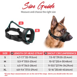HEELE Dog Muzzle with Head Strap and Adjustable Loop and Soft Neoprene Padding, No More Chafing, Muzzle for Large dogs to Prevent Barking Biting and Chewing, Dog Muzzles for Training, Black, L