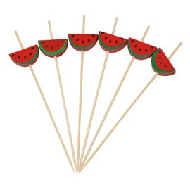 Honbay 100PCS Watermelon Bamboo Cocktail Picks Fruit Food Hamburger Toothpicks Cupcake Toppers Sandwich Appetizer Decorative Skewers Drink Garnish Holiday Birthday Party Decoration Sticks