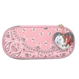 Depesche 12767 Miss Melody Bandana Pencil Case in Pink with Bandana Pattern and Pendant Pencil Case with Practical Divider Flap