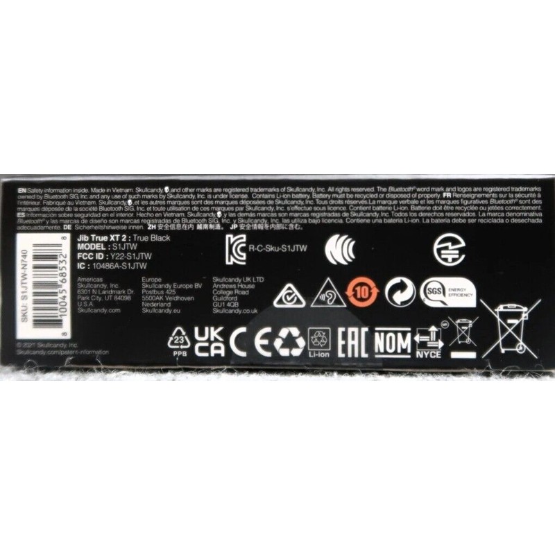 Skullcandy Jib True 2 True Wireless Earbuds (Black) - NEW